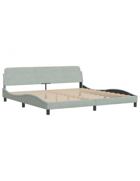 Letto con Materasso Grigio Chiaro 200x200cm Velluto