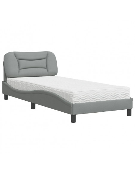 Letto con Materasso Grigio Chiaro 80x200 cm in Tessuto