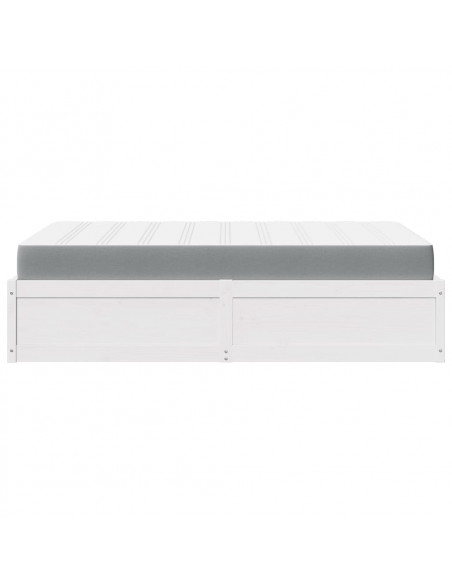 Letto con Materasso Bianco 120x200 cm in Legno Massello di Pino