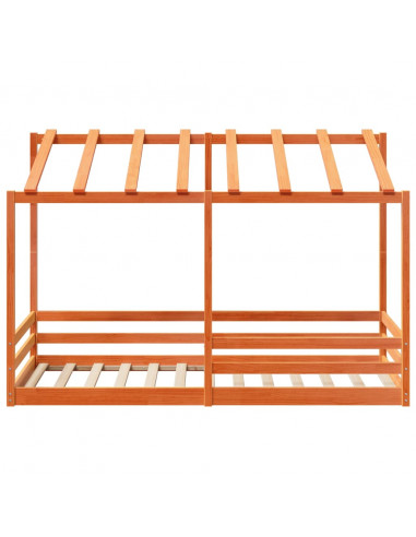 Letto Bambini con Tetto Marrone Cera 80x200 cm Massello Pino