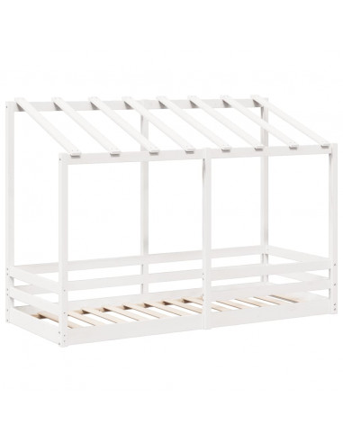 Letto per Bambini con Tetto Bianco 90x190cm Legno Massello Pino