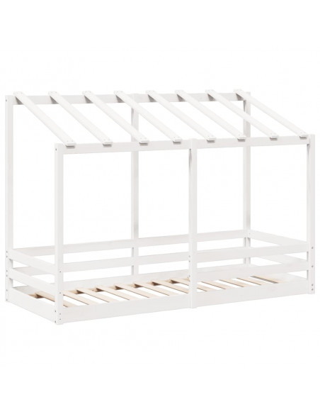 Letto per Bambini con Tetto Bianco 90x190cm Legno Massello Pino