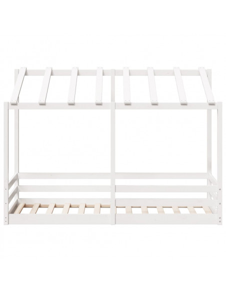 Letto per Bambini con Tetto Bianco 90x190cm Legno Massello Pino