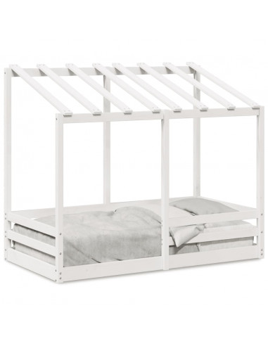 Letto per Bambini con Tetto Bianco 80x160cm Legno Massello Pino