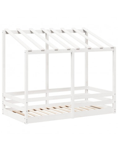 Letto per Bambini con Tetto Bianco 80x160cm Legno Massello Pino