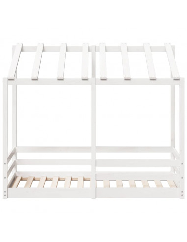 Letto per Bambini con Tetto Bianco 80x160cm Legno Massello Pino