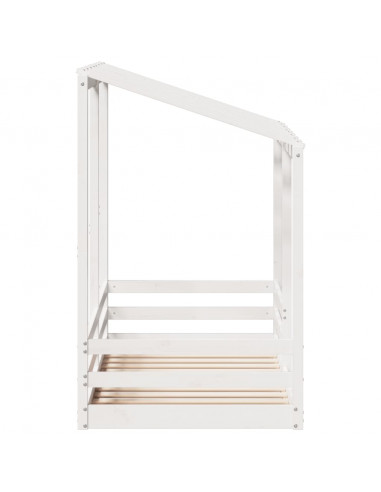 Letto per Bambini con Tetto Bianco 80x160cm Legno Massello Pino