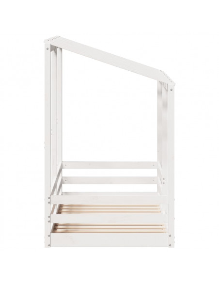 Letto per Bambini con Tetto Bianco 80x160cm Legno Massello Pino