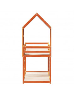 Letto a Castello con Tetto Cera 90x200 cm Legno Massello Pino 2