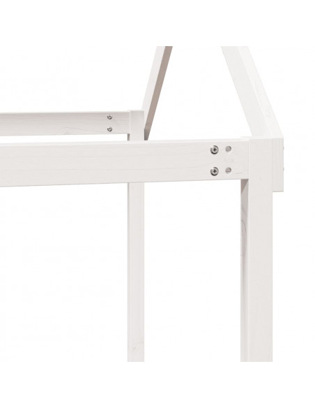 Letto Soppalco con Scala e Tetto Bianco 90x200 cm Massello Pino