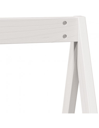 Letto Soppalco con Scala e Tetto Bianco 80x200 cm Massello Pino