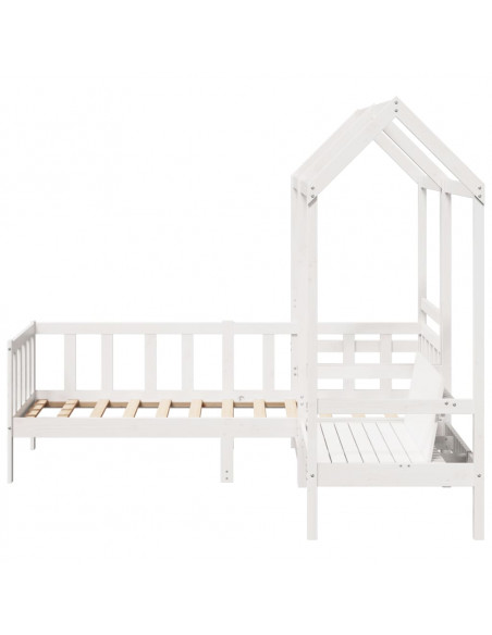 Set Dormeuse e Panca con Tetto Bianco 90x200cm Massello Pino
