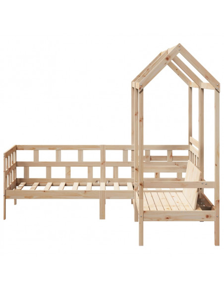 Set Dormeuse con Tetto 90x200cm Legno Massello di Pino