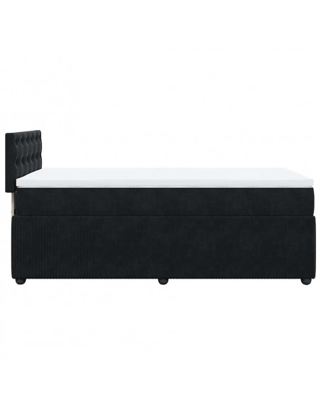 Giroletto a Molle con Materasso Nero 90x200 cm in Velluto