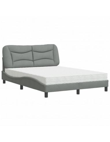 Letto con Materasso Grigio Chiaro 120x200cm Tessuto