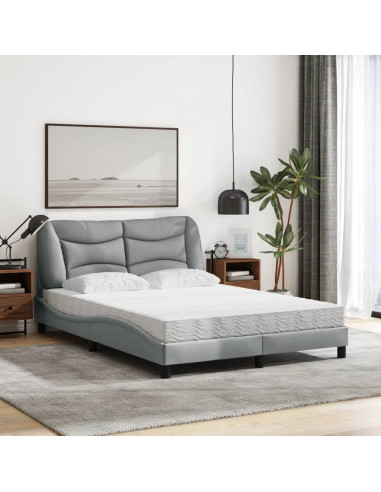 Letto con Materasso Grigio Chiaro 120x200cm Tessuto