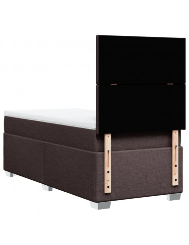 Giroletto a Molle con Materasso Marrone Scuro 90x190cm Tessuto