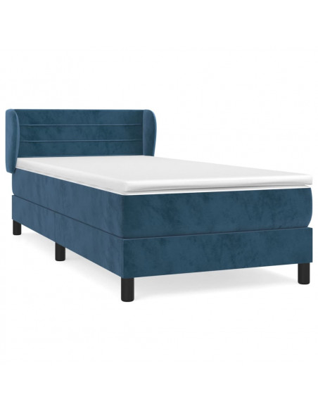 Giroletto a Molle con Materasso Blu Scuro 100x200 cm in Velluto