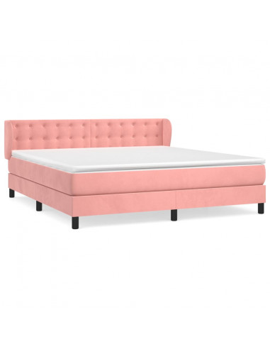 Giroletto a Molle con Materasso Rosa 180x200 cm in Velluto