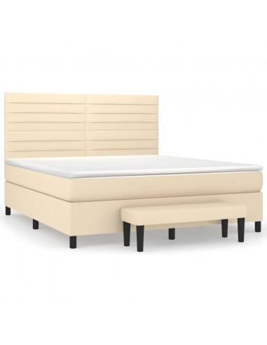 Giroletto a Molle con Materasso Crema 180x200 cm in Tessuto