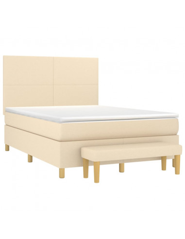 Giroletto a Molle con Materasso Crema 140x200 cm in Tessuto