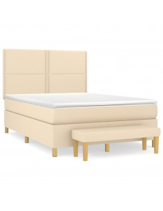 Giroletto a Molle con Materasso Crema 140x200 cm in Tessuto 2