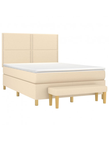 Giroletto a Molle con Materasso Crema 140x200 cm in Tessuto