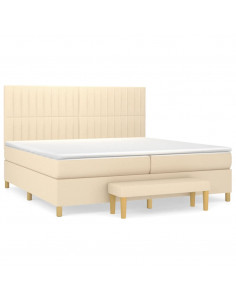 Giroletto a Molle con Materasso Crema 200x200 cm in Tessuto 2