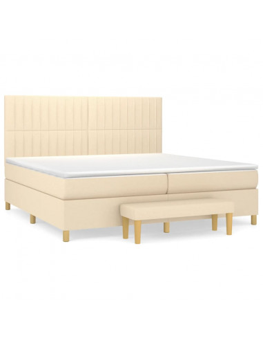 Giroletto a Molle con Materasso Crema 200x200 cm in Tessuto