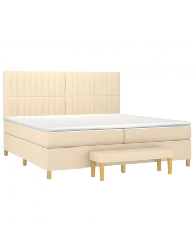 Giroletto a Molle con Materasso Crema 200x200 cm in Tessuto