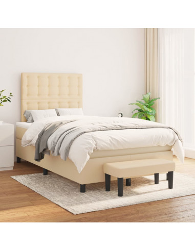 Giroletto a Molle con Materasso Crema 120x190 cm in Tessuto