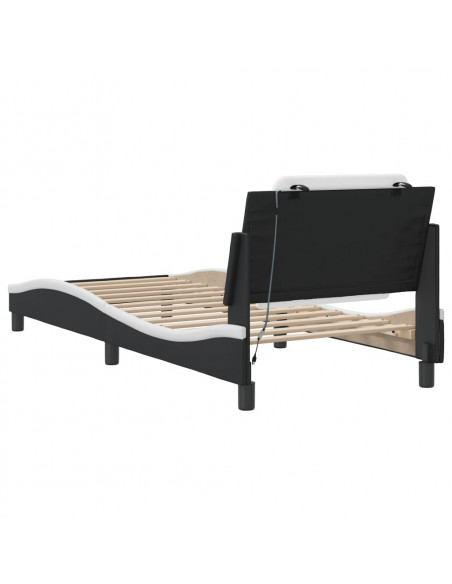 Giroletto con Luci LED Nero e Bianco 100x200 cm in Similpelle