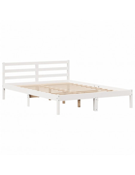Letto senza Materasso Bianco 140x190 cm Legno Massello di Pino