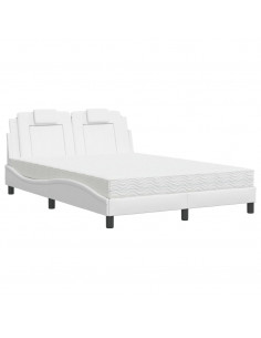 Letto con Materasso Bianco 140x190 cm in Similpelle 2