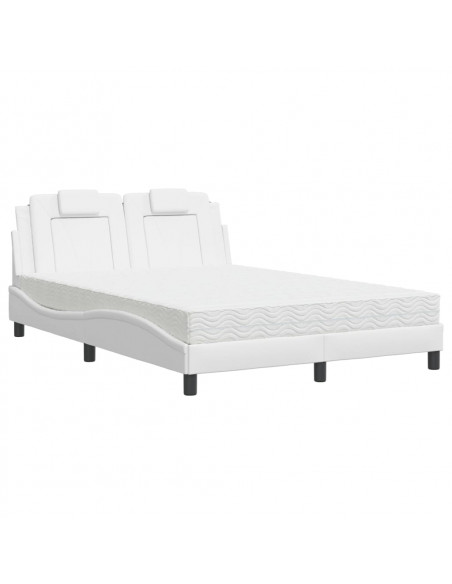 Letto con Materasso Bianco 140x190 cm in Similpelle