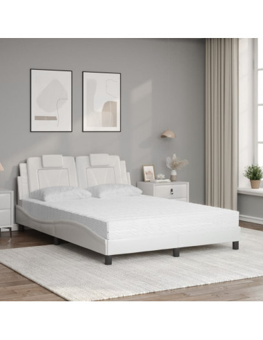 Letto con Materasso Bianco 140x190 cm in Similpelle
