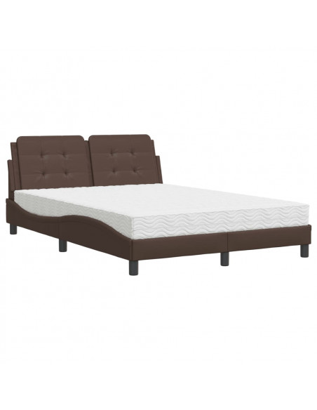 Letto con Materasso Marrone 120x200cm in Similpelle