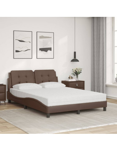 Letto con Materasso Marrone 120x200cm in Similpelle