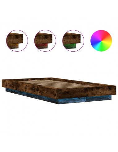 Giroletto con Luci LED Rovere Fumo 100x200 cm Legno Multistrato