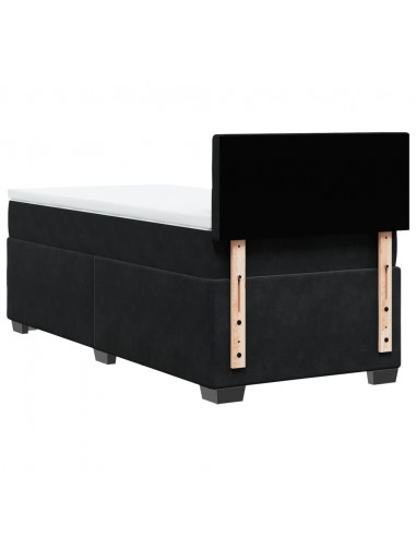 Giroletto a Molle con Materasso Nero 80x200 cm in Velluto