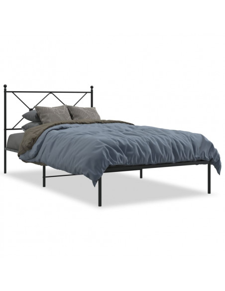 Giroletto con Testiera in Metallo Nero 100x190 cm