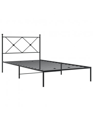 Giroletto con Testiera in Metallo Nero 100x190 cm