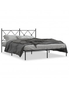 Giroletto con Testiera in Metallo Nero 160x200 cm 2