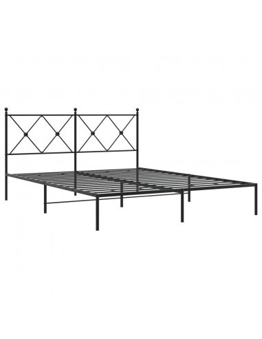 Giroletto con Testiera in Metallo Nero 160x200 cm