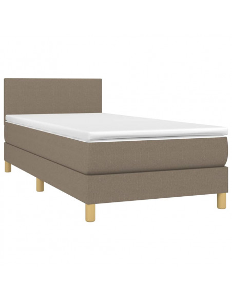 Letto a Molle con Materasso e LED Tortora 90x190 cm in Tessuto
