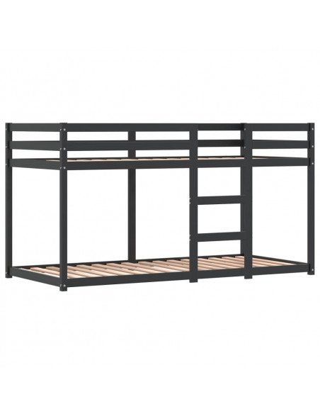 Letto a Castello con Tende Rosa 90x190 cm Legno Massello Pino