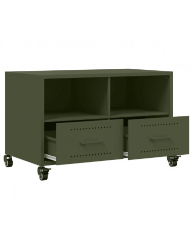 Mobile TV Verde Oliva 68x39x43,5cm in Acciaio Laminato a Freddo