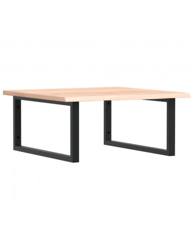 Ripiano a Parete per Lavabo in Acciaio e Massello di Rovere