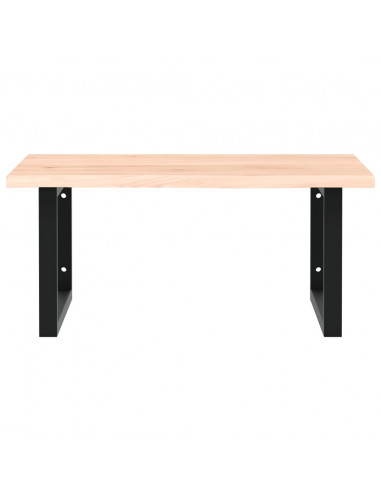 Ripiano a Parete per Lavabo in Acciaio e Massello di Rovere