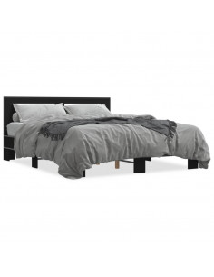 Giroletto Nero 150x200 cm in Legno Multistrato e Metallo 2